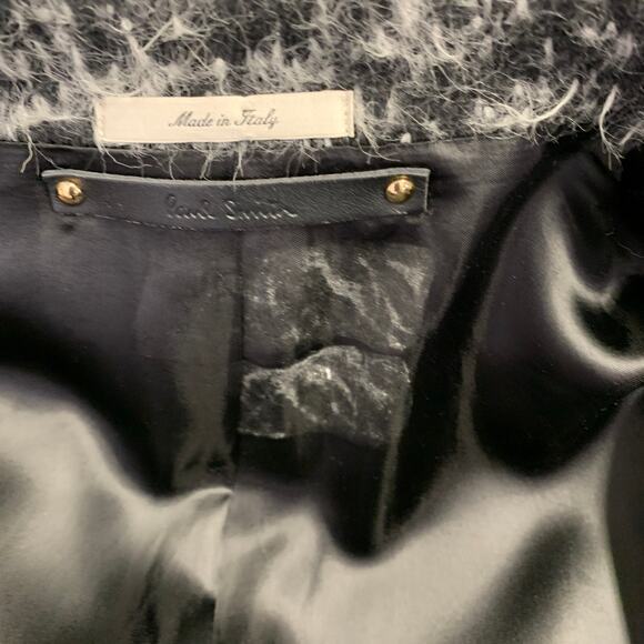 PAUL SMITH Size M Grey White Textured Wool Blend Peak Lapel Coat - Picture 9 of 9